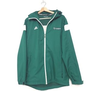 MEN ADIDAS OUTDOOR CLIMAPROOF WATER PROOF BREATHABLE JACKET HOODED GREEN